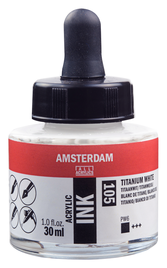 Royal Talens AMSTERDAM Acrylic Ink - Titanweiß 105 (30ml)