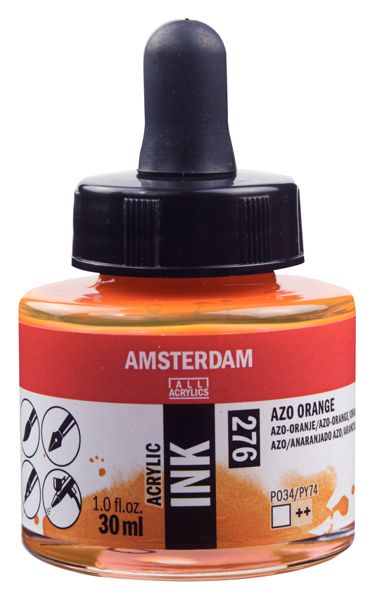 Royal Talens AMSTERDAM Acrylic Ink - Azo Orange 276 (30ml)