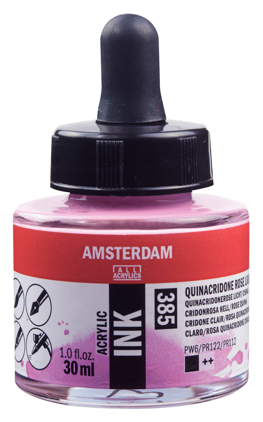 Royal Talens AMSTERDAM Acrylic Ink - Chinacridon Rosa Hell 385 (30ml)