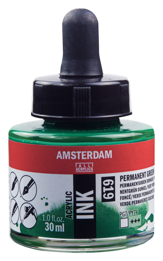 Royal Talens AMSTERDAM Acrylic Ink - Dunkelgrün Permanent 619 (30ml)