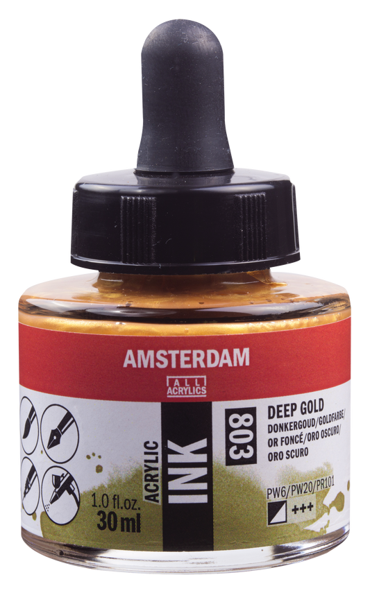 Royal Talens AMSTERDAM Acrylic Ink - Dunkelgold 803 (30ml)