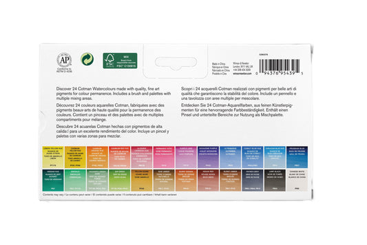WINSOR & NEWTON™ Cotman Aquarellfarben Set (24 1/2 Näpfchen, 25-teilig)
