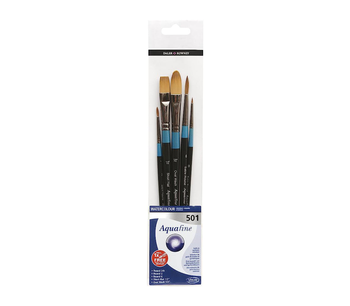 Daler-Rowney AQUAFINE juego de 5 pinceles de mango corto (501)