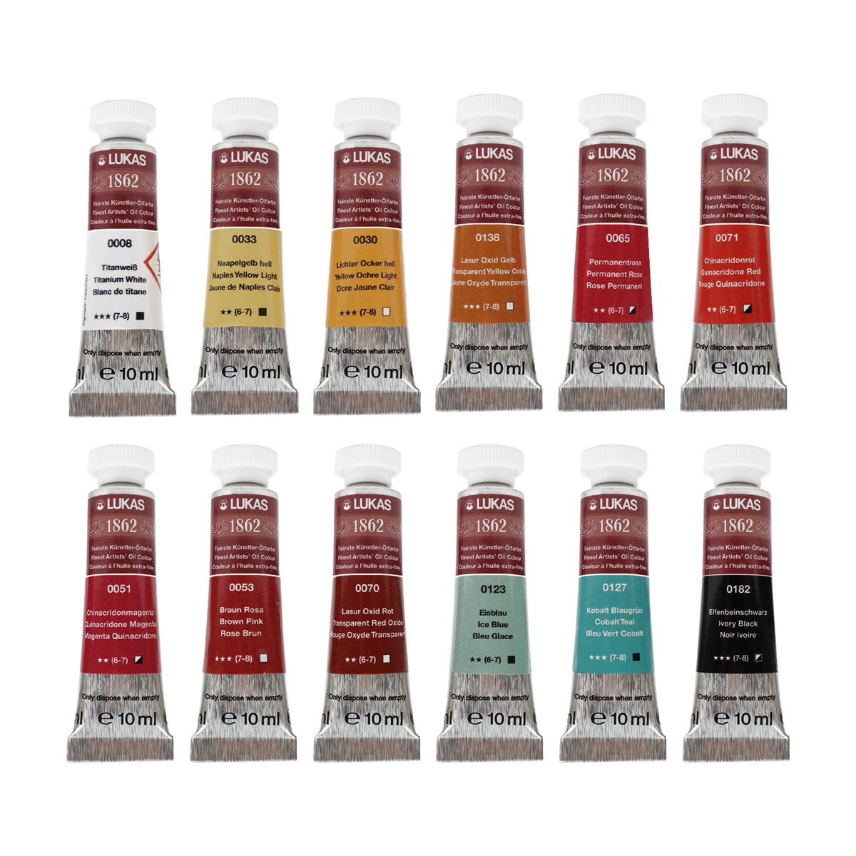 NUEVO a precio de lanzamiento: Juego de edición especial de 12 juegos de pintura al óleo LUKAS 1862 (incl. 10 colores nuevos)