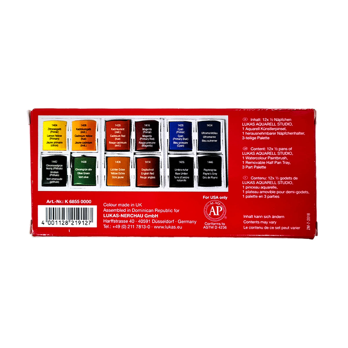 LUKAS Aquarell Studio Travel Set (12 halbe Näpfchen)