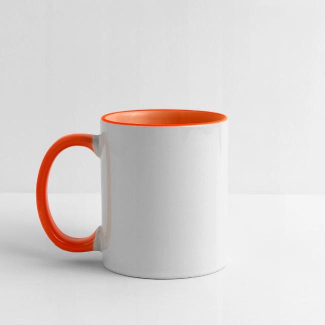 Keramik-Tasse zweifarbig – "Meine Lieblingsfarbe ist BUNT"