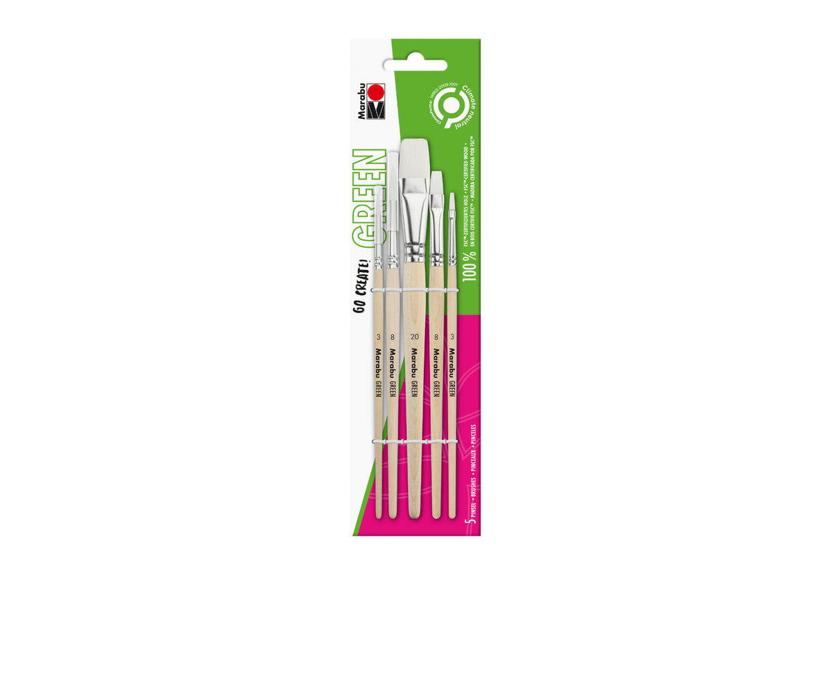 MARABU Universal Pinsel-Set Green (5 Pinsel, Mix)