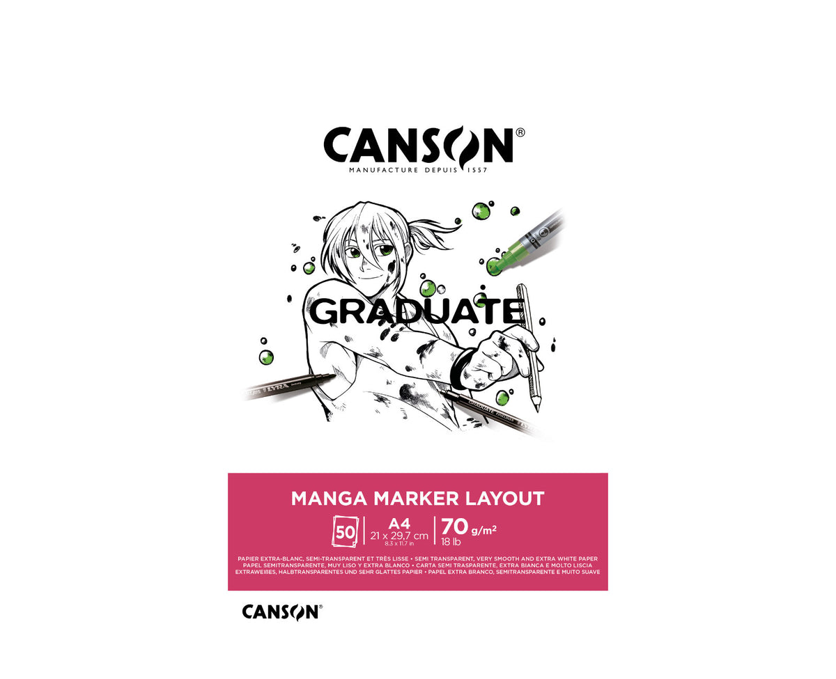 CANSON Graduate Manga Marker Layout Block (DIN A4, 50 BL, 70gr., extraweiß, geleimt)