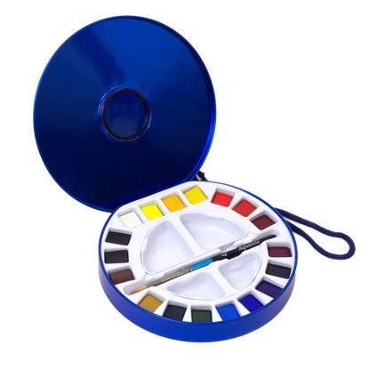 DALER ROWNEY Aquafine Aquarell Travel Set rund (18 Farben + Pinsel)