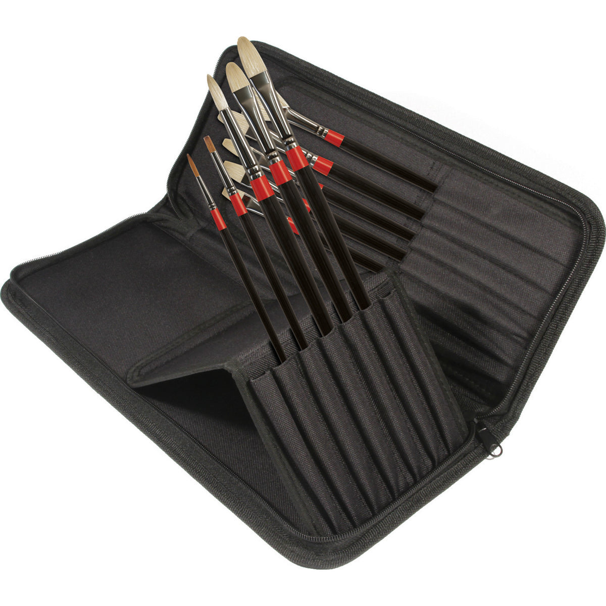 GEORGIAN Ölpinsel Zip Case (Naturborste & Marderhaar, 10 Pinsel)