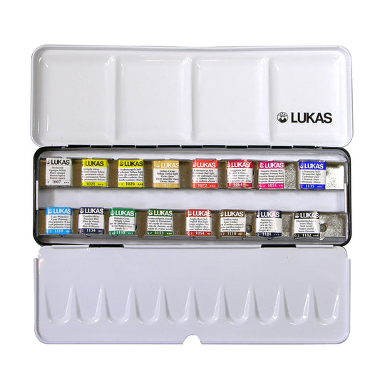 LUKAS Aquarell 1862 Set Metallkasten (16 halbe Näpfchen)