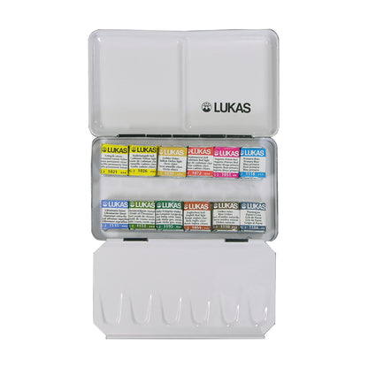 LUKAS Aquarell 1862 Set Metallkasten (12 halbe Näpfchen)