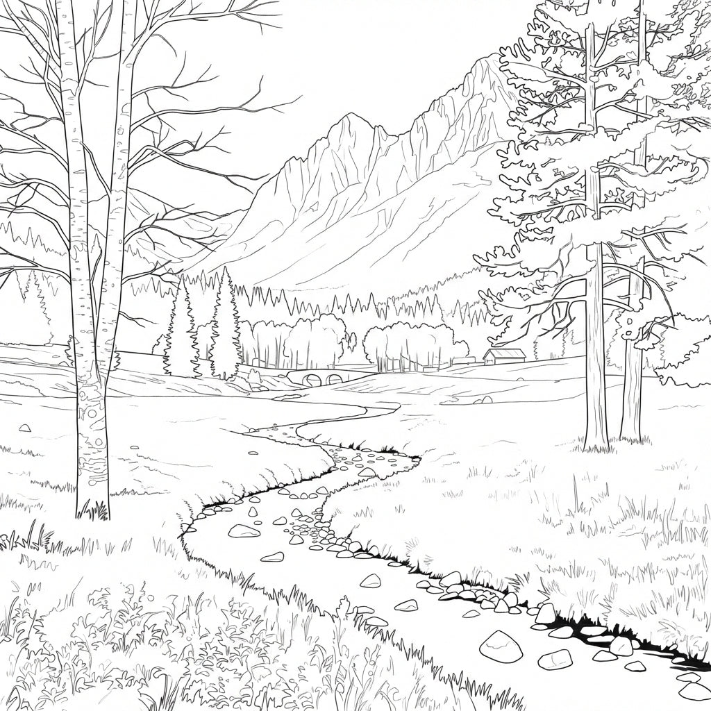 MALEN OHNE ZAHLEN: Malvorlage "Berglandschaft #1" auf Leinwand
