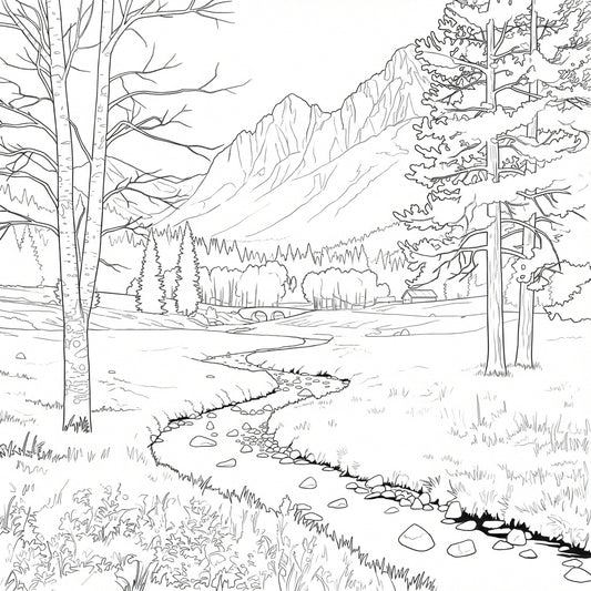 MALEN OHNE ZAHLEN: Malvorlage "Berglandschaft #1" auf Leinwand
