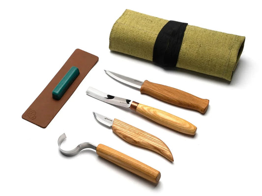 BEAVERCRAFT Prof. Schnitz-Set für Löffel & Kuksa (inkl. Schärfriemen)