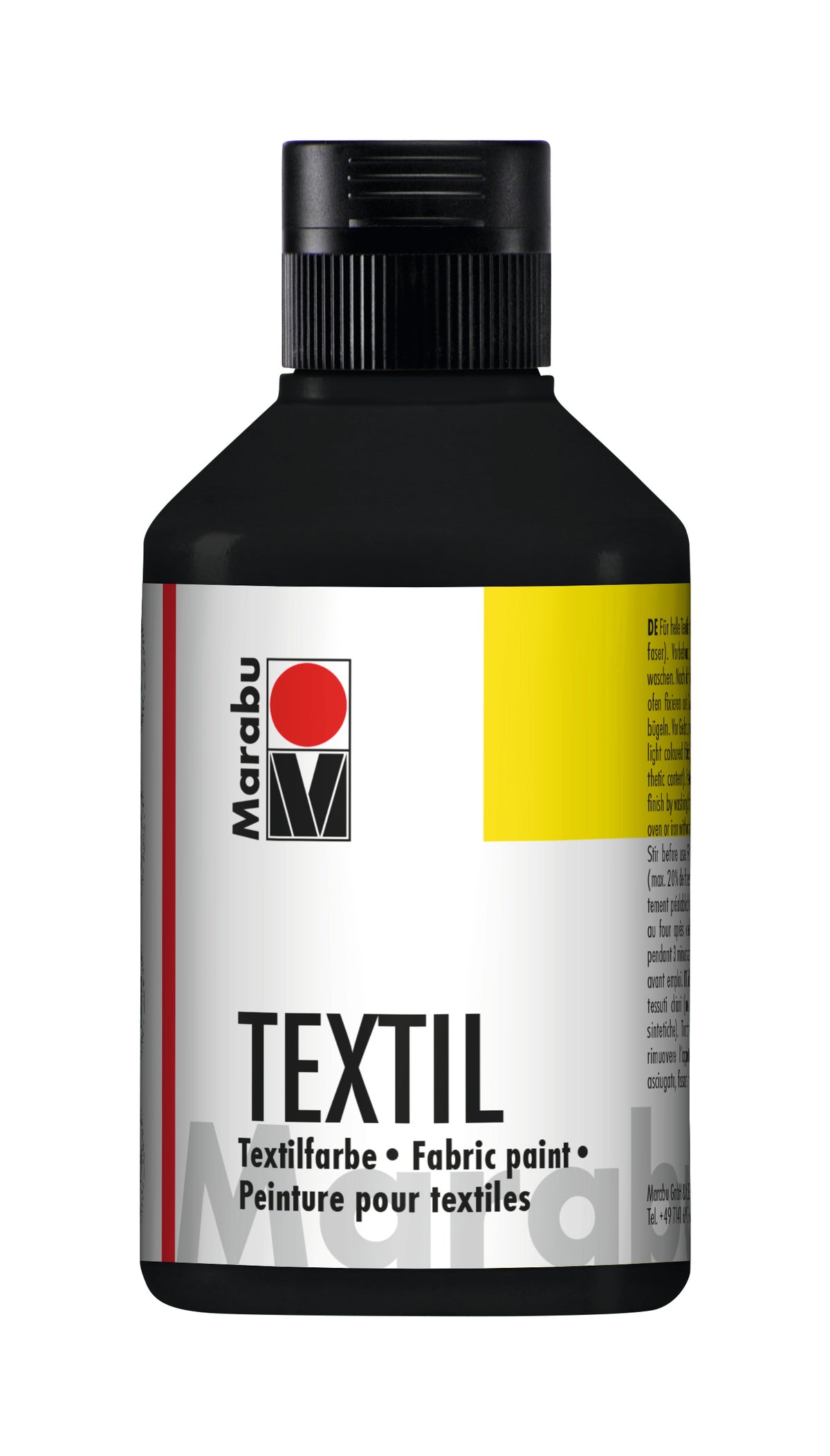 MARABU Stoffmal- & Druckfarbe - 073 Schwarz (50/250ml)