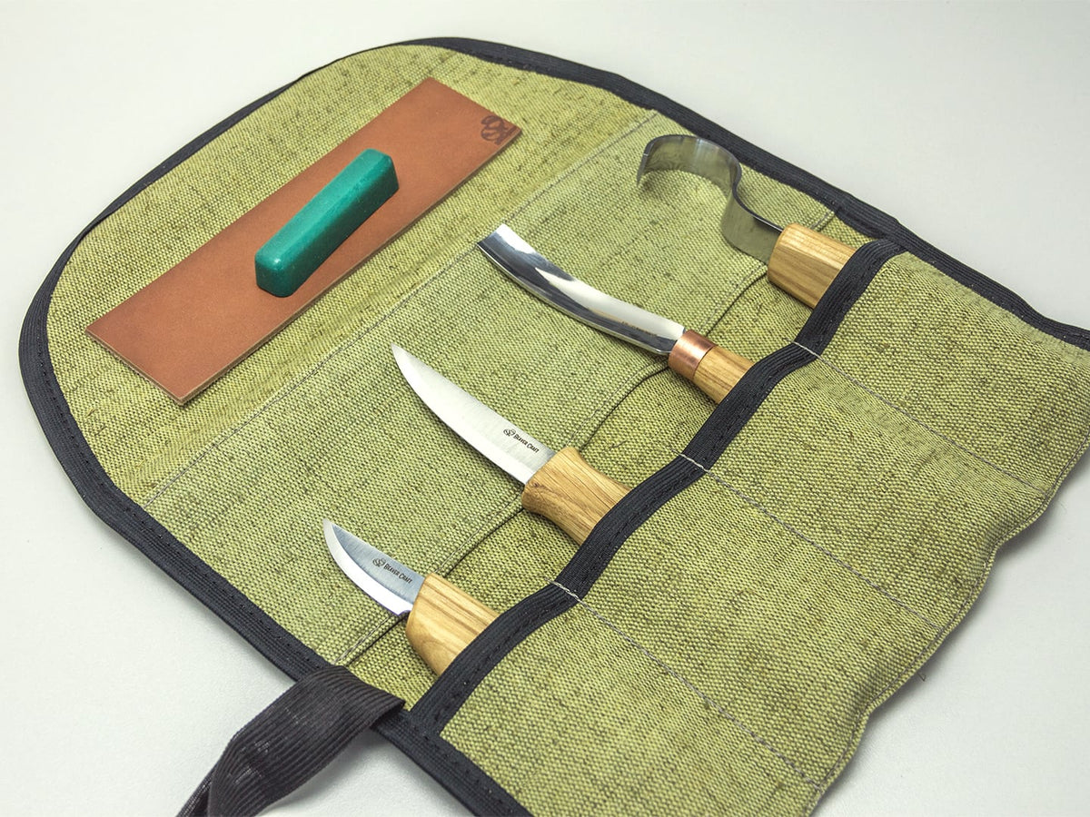 BEAVERCRAFT Prof. Schnitz-Set für Löffel & Kuksa (inkl. Schärfriemen)