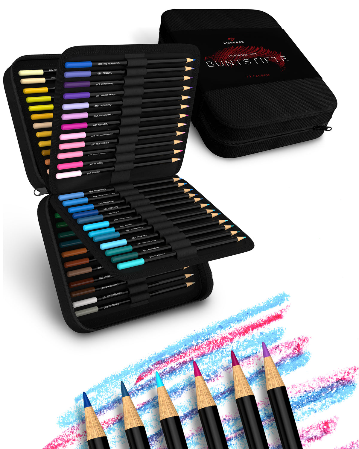 LIEBERGE Farbstifte in Profi-Nylon-Etui (72 Farben)
